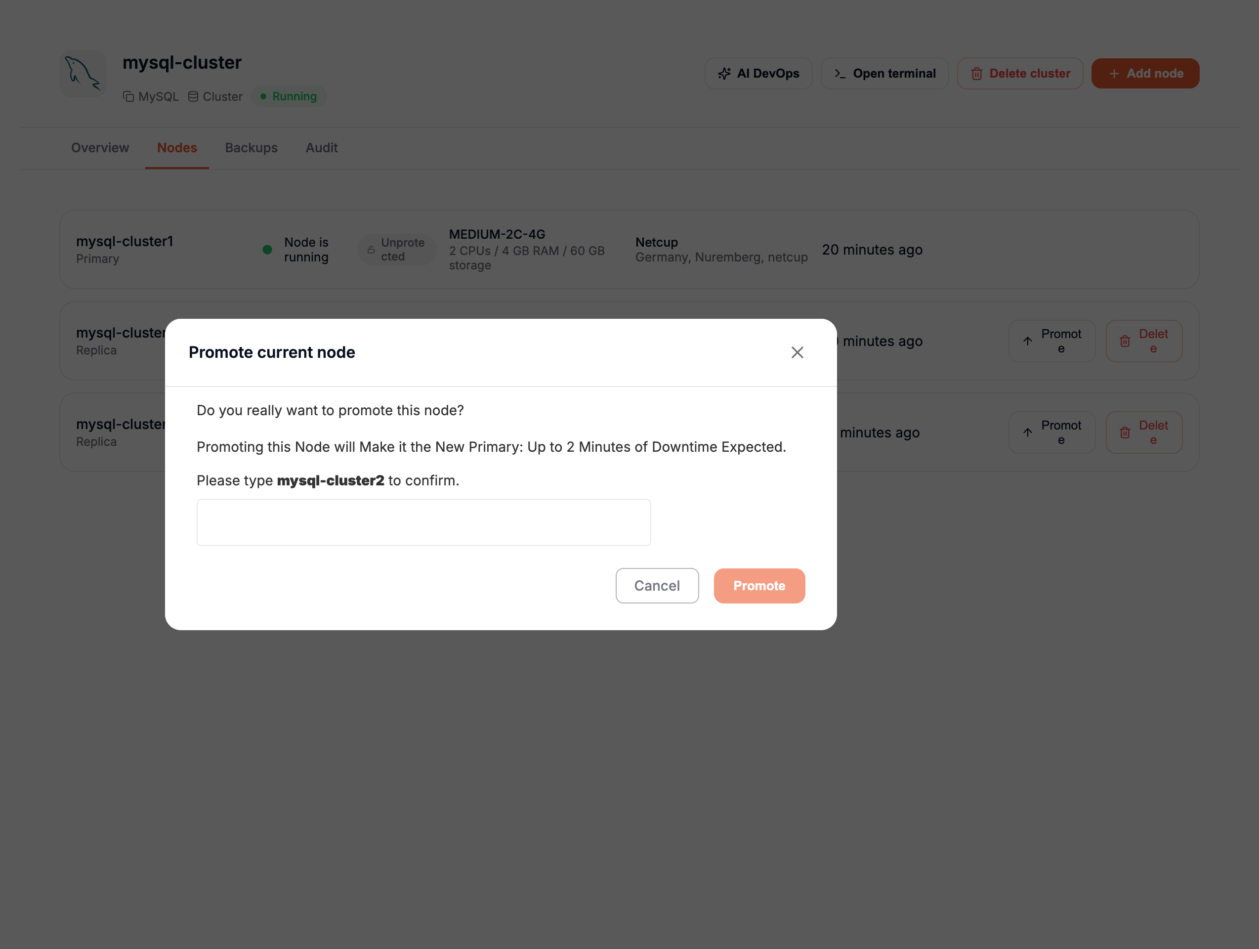 Promote a node