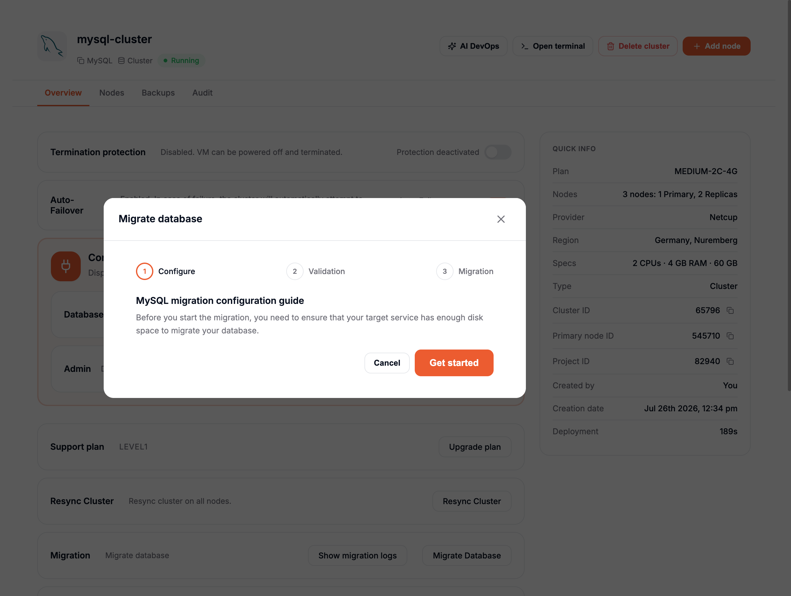 Migrate database