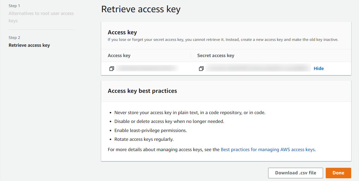 Retrieve Access Keys