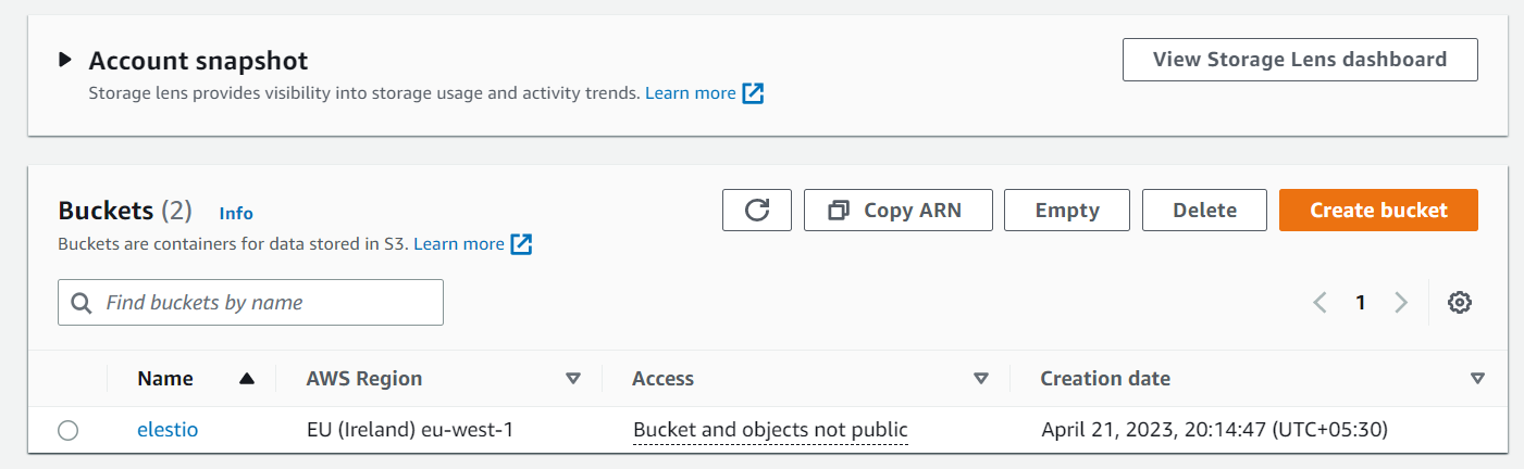 Bucket Created