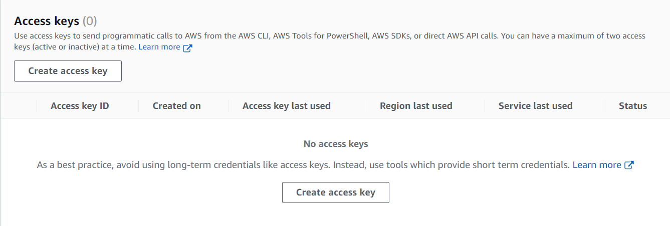 Create Access Key