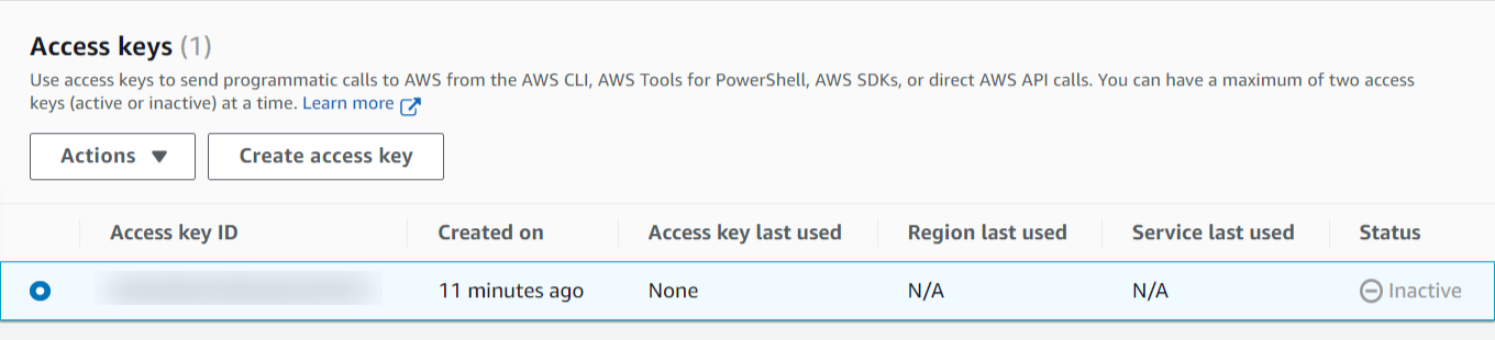 Access Keys Section