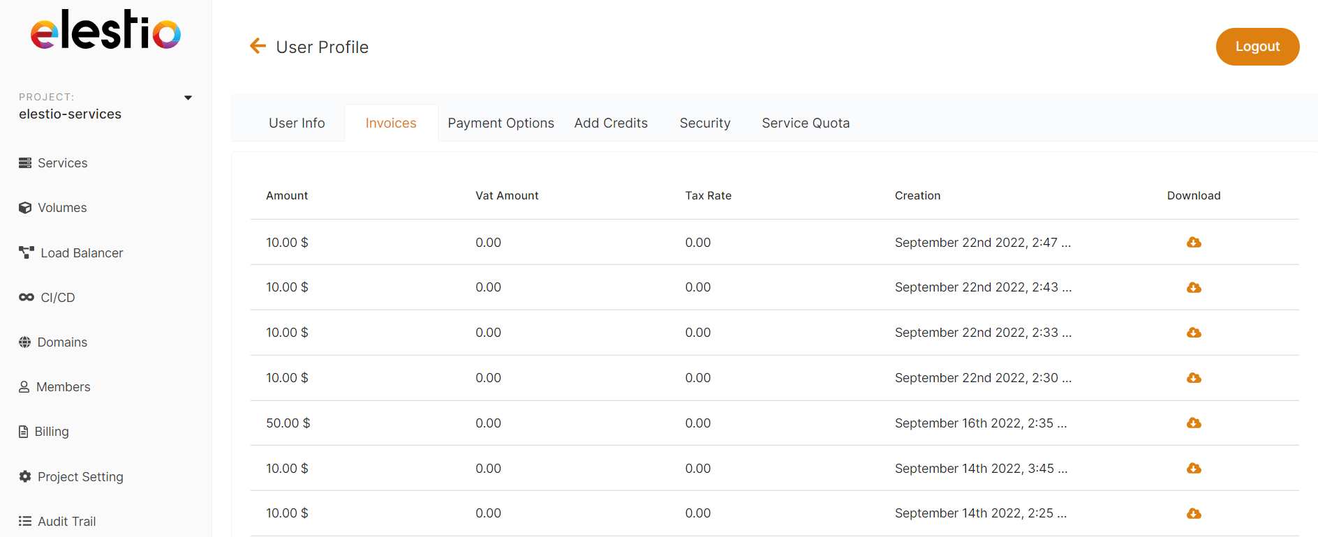 Invoices Interface