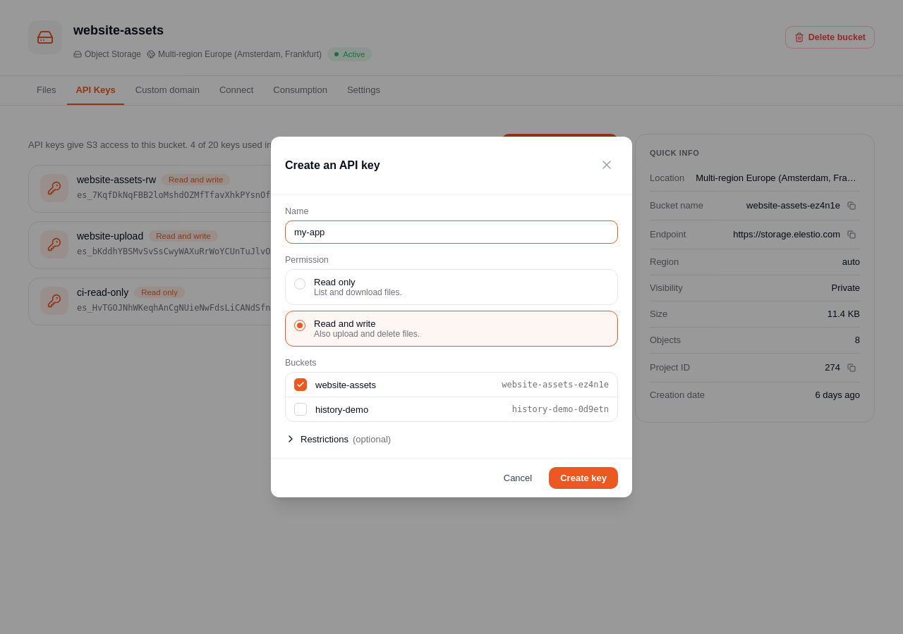 Creating an API key