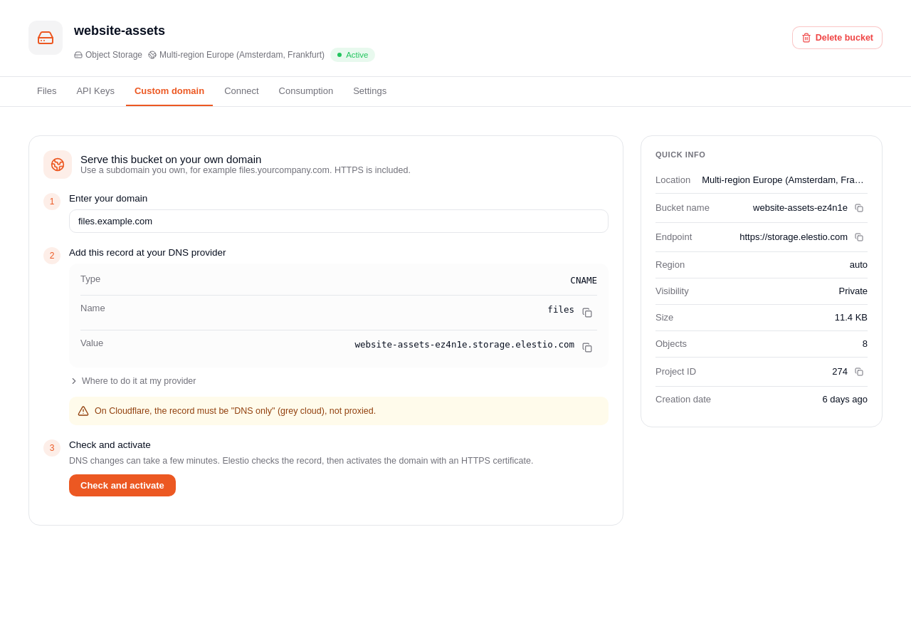 Adding a custom domain to a bucket
