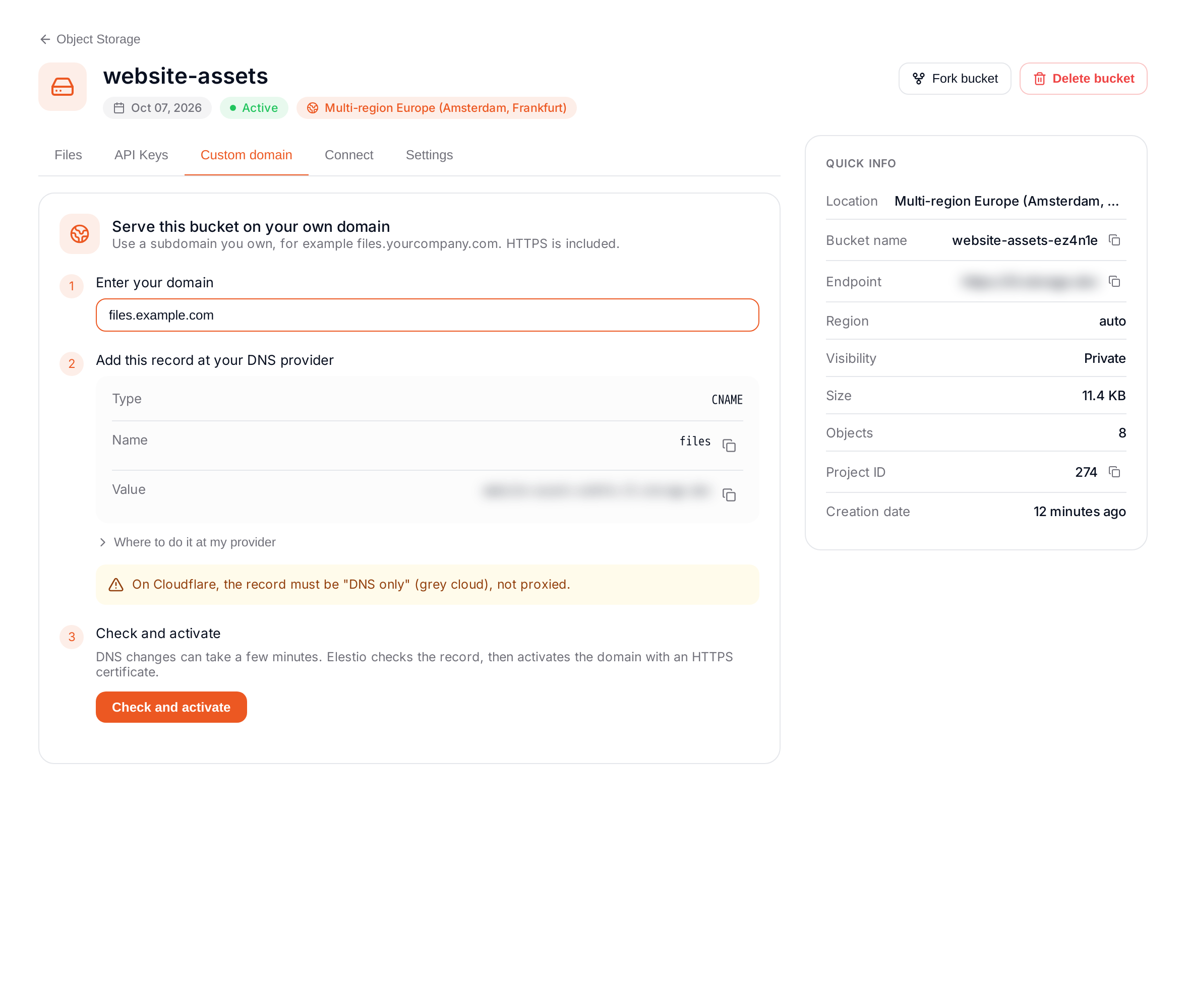 Adding a custom domain to a bucket