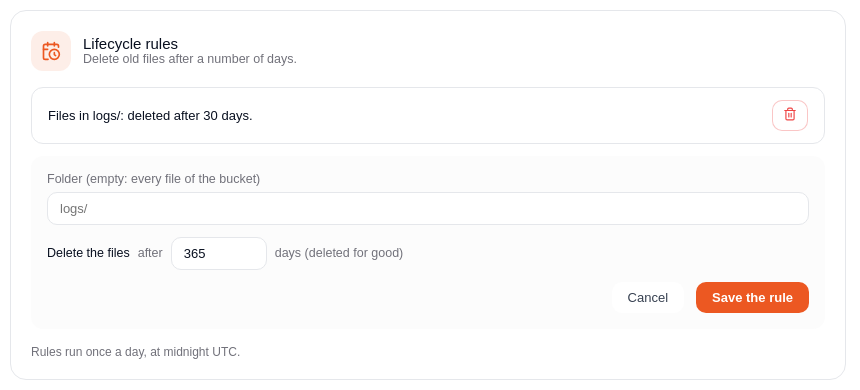 Adding a lifecycle rule