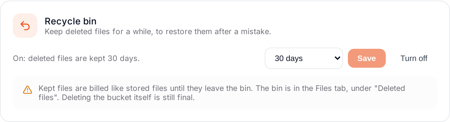 Recycle bin setting