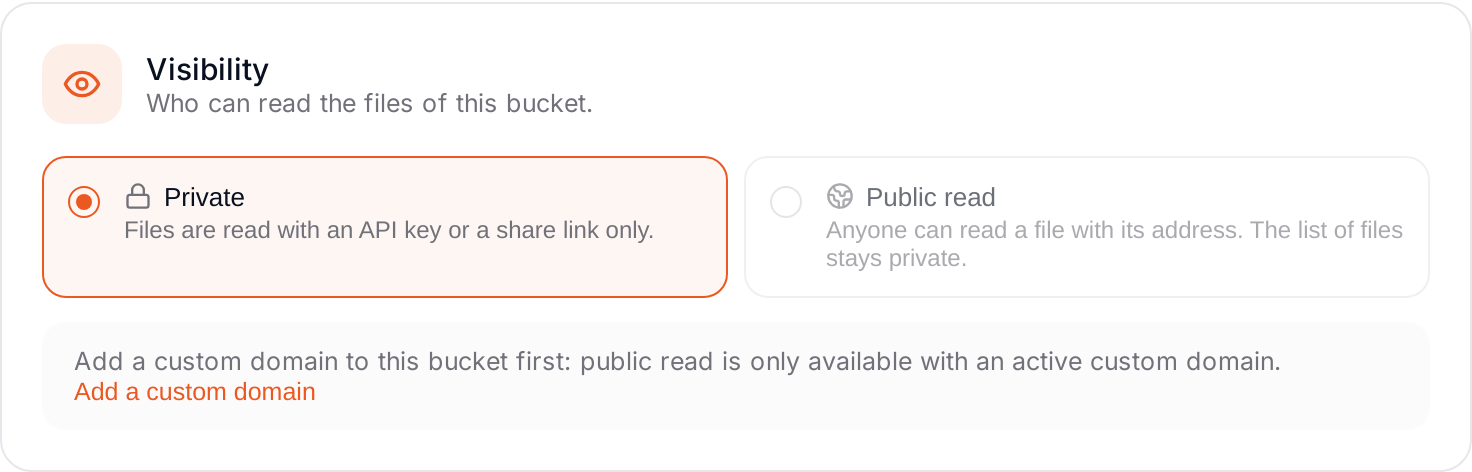 Visibility setting of a bucket