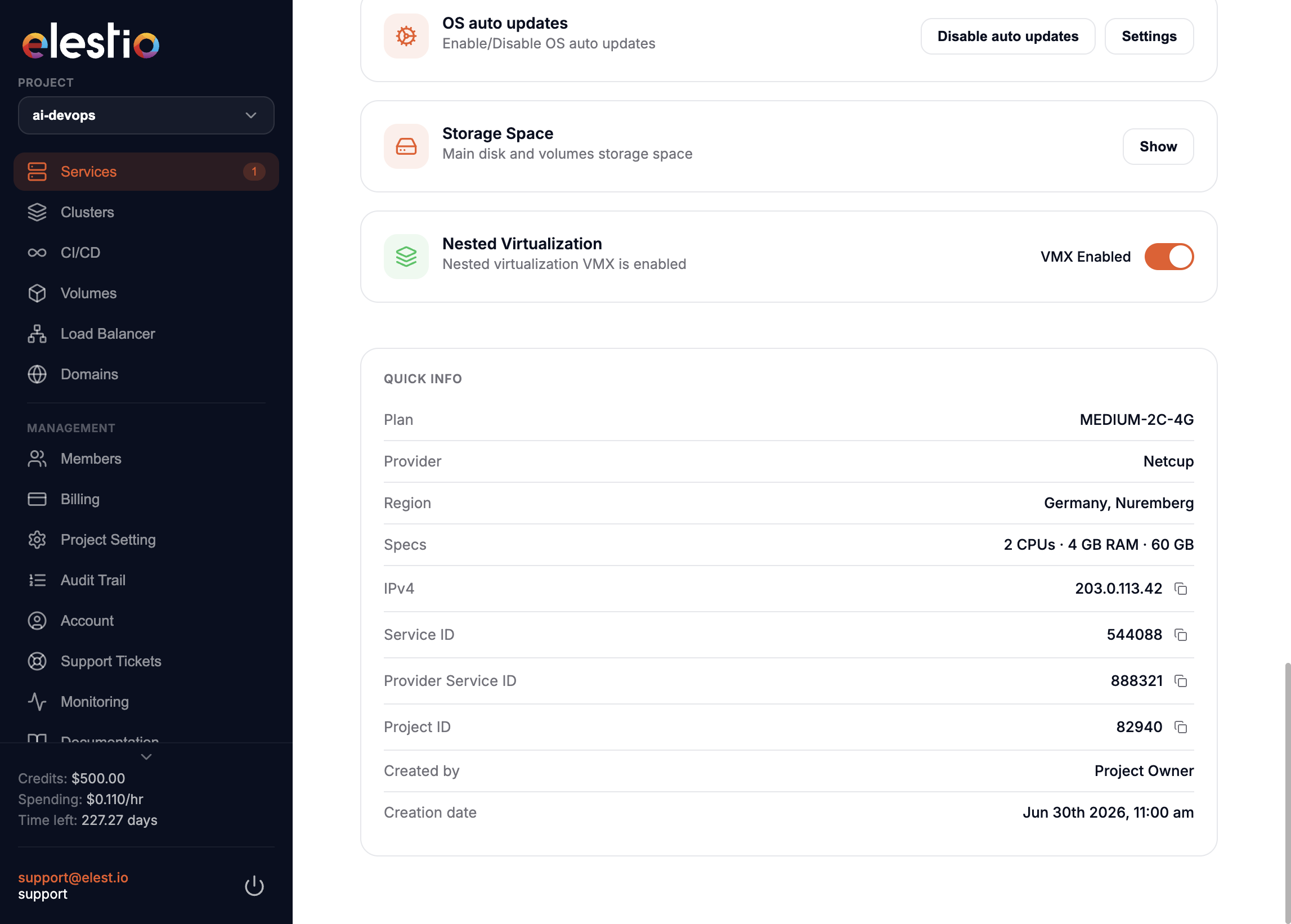 Move Service in the overview